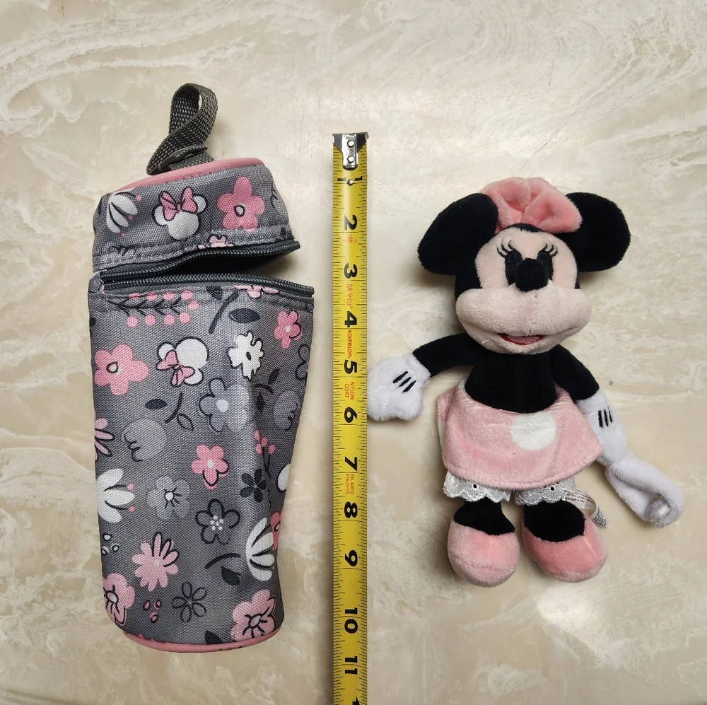 Disney Baby Minnie Mouse Plush Binky Pacifier Holder & Insulated Bottle Holder